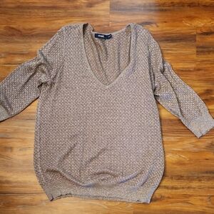 Eloquii Textured V-Neck Metallic Sweater